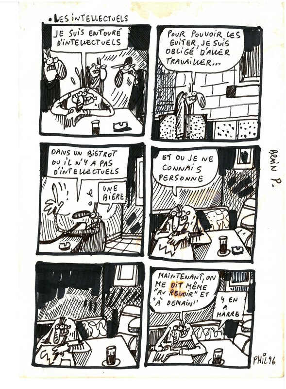 Les intellectuels par Phil - Planche originale