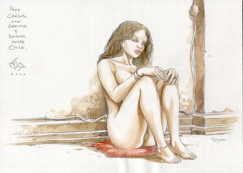 Elle est en train de réfléchir by Félix Vega - Illustration