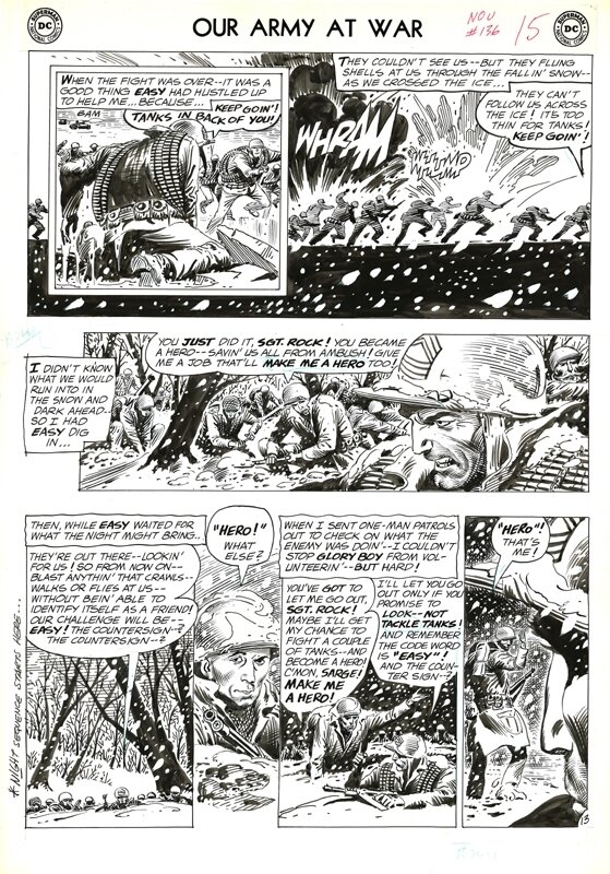 Joe Kubert, Our Army at War # 136 p . 13 . 1963 . - Comic Strip