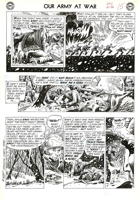 Joe Kubert, Our Army at War # 136 p . 13 . 1963 . - Planche originale