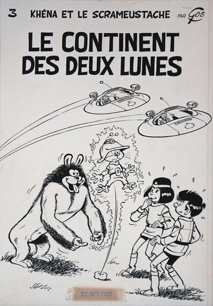 Gos, Le Scrameustache n° 3 « Le Continent des deux Lunes », 1974. - Original Cover