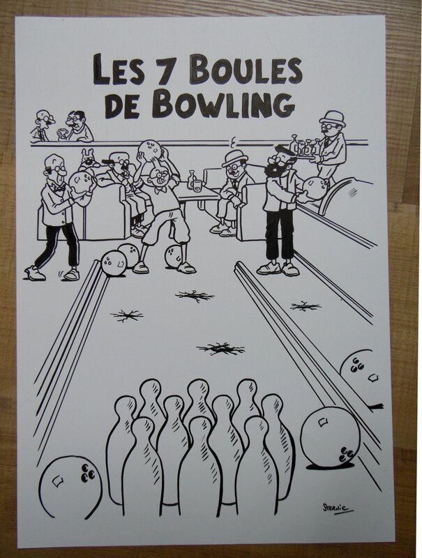 Sternic, Parodie 7 boules de bowling - Original Illustration