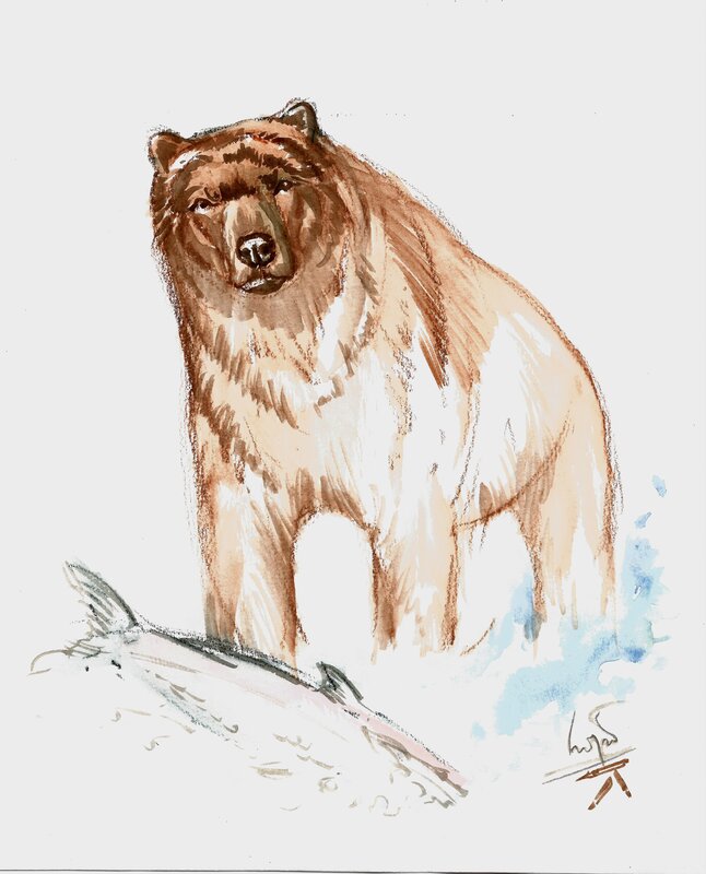 L'ours pêcheur by Ingrid De Vuyst - Sketch
