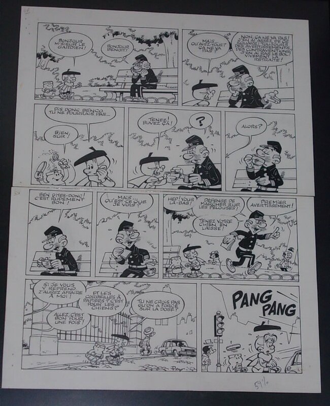 Peyo, Benoît Brisefer, « Benoît et Benco » planche 4, 1978. - Comic Strip