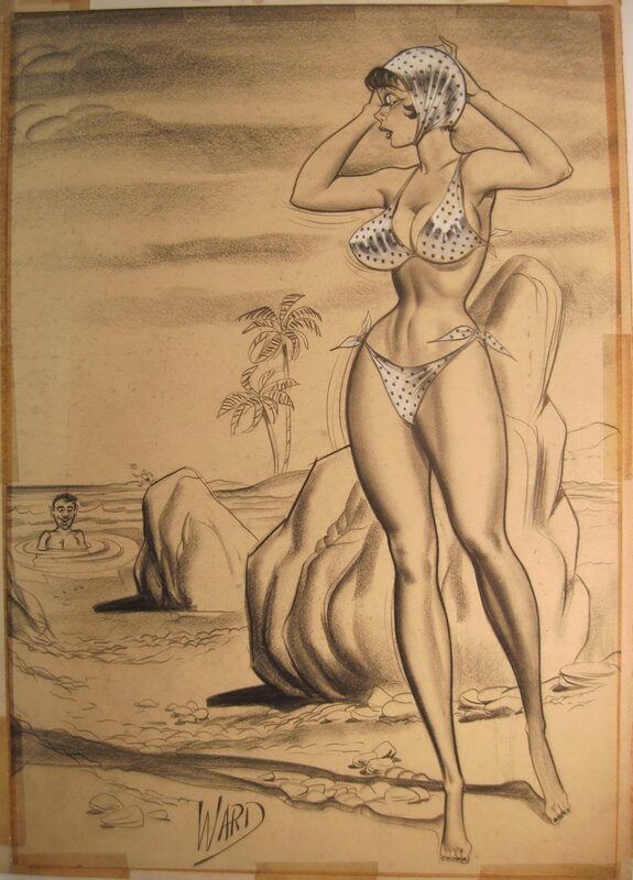 Bill Ward - on the beach - Illustration originale