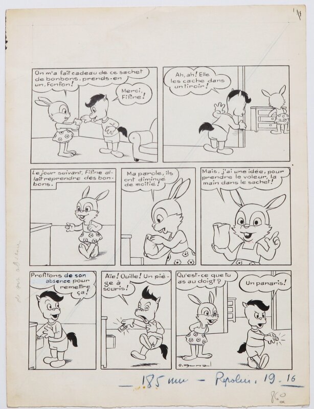 José Cabrero Arnal, Fifine & Fonfon jouent à pince-mi pince moi - Pipolin numéro 19 - Avril 1959 - Planche originale