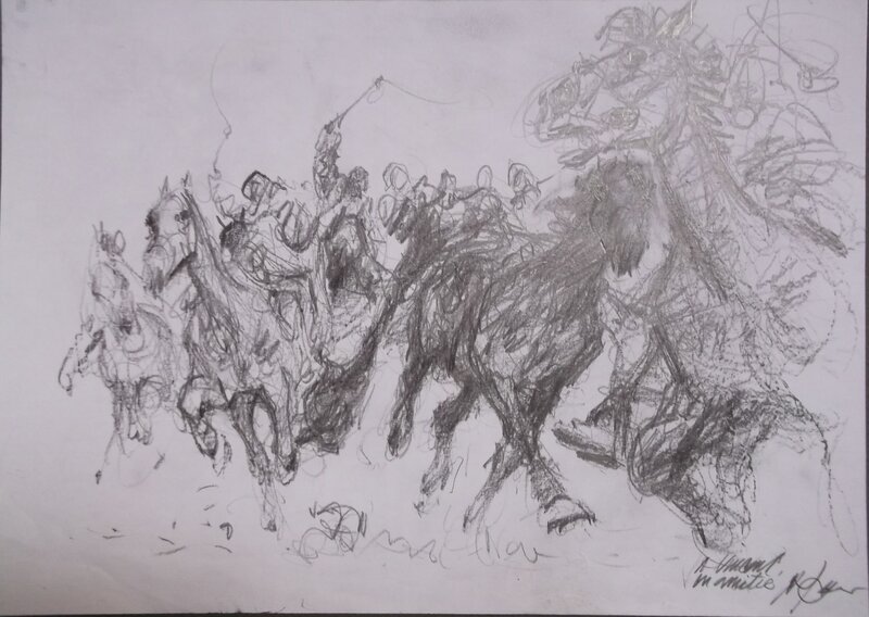 Chevaux by René Follet - Original art