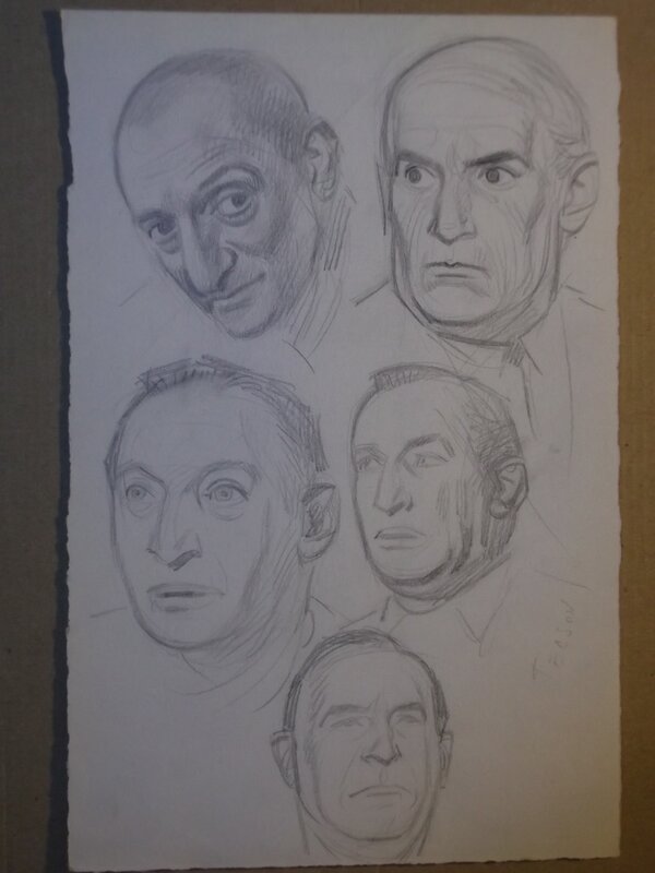 Têtes d'hommes by Raymond Poïvet - Original art