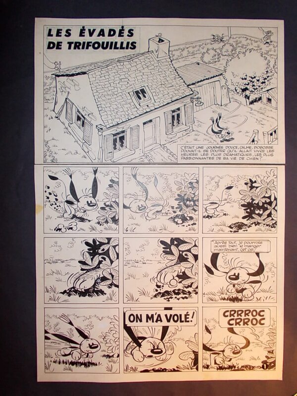 Marcel Remacle, Bobosse, « Les Evadés de Trifouillis », planche d'incipit, 1957. - Comic Strip