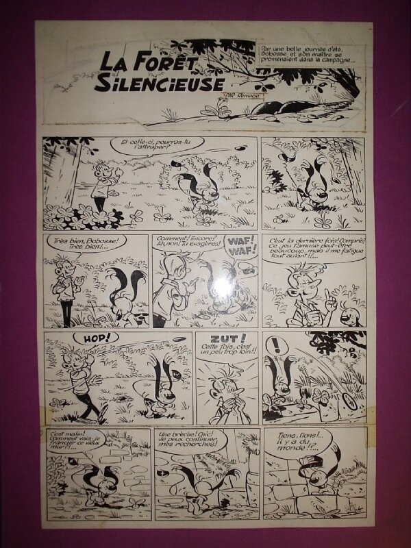 Marcel Remacle, Bobosse, « La Forêt silencieuse », planche d'incipit, 1959. - Planche originale