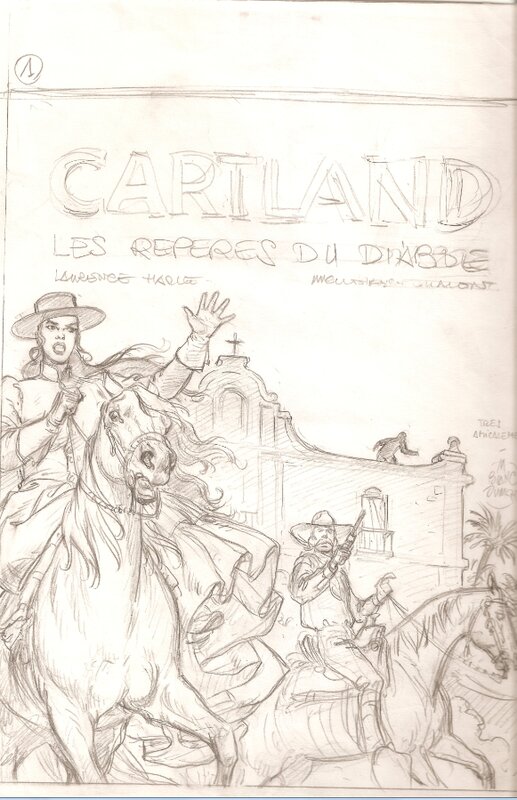 Michel Blanc-Dumont, Dessin préparatoire pour la couverture de cartland - Original Cover