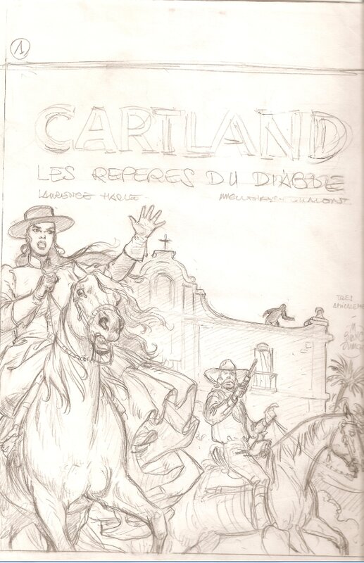 Michel Blanc-Dumont, Dessin préparatoire pour la couverture de cartland - Couverture originale