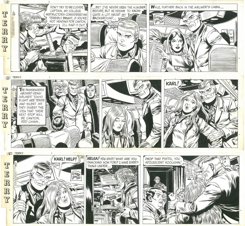 George Wunder, Trois strips consécutif de Terry et les pirates - Planche originale