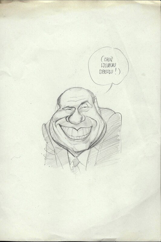 Jean Mulatier, Caricature de Berlusconi - Original art