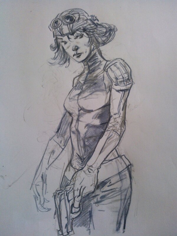 Cyborg girl by Lionel Marty - Original Illustration