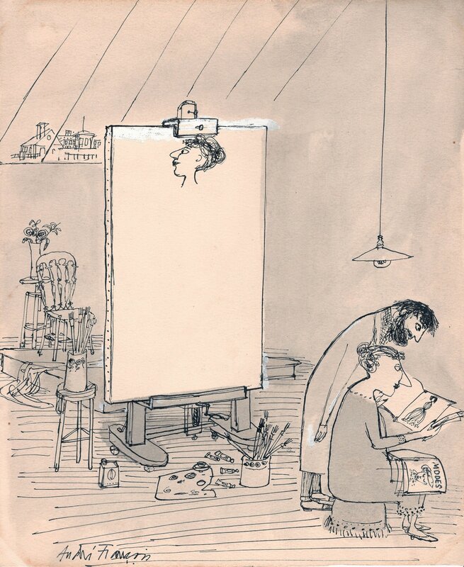 Dans l'Atelier par André François - Illustration originale