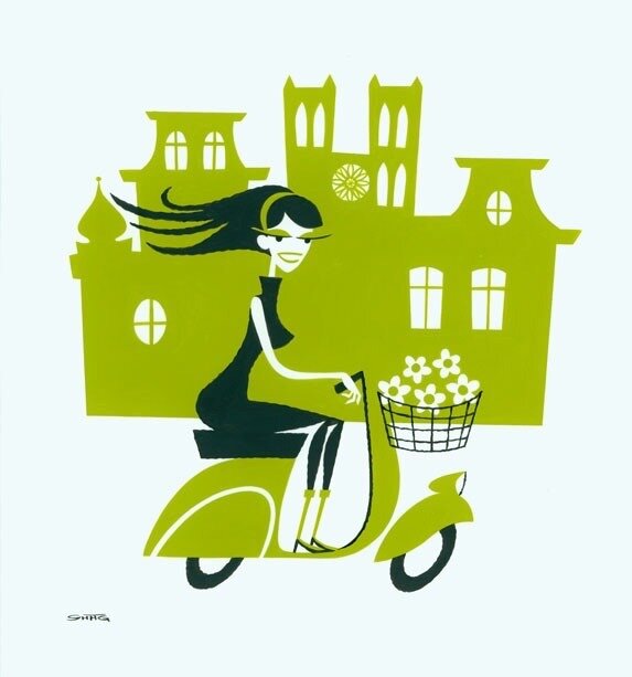 Scooter girl by Shag - Original Illustration