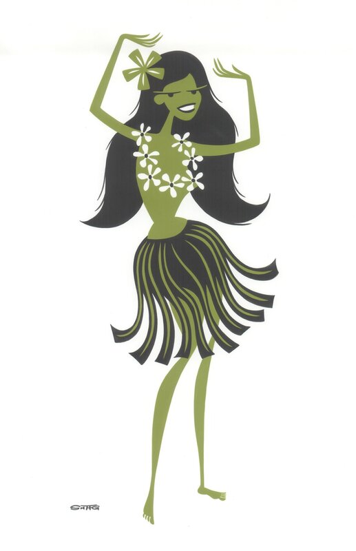 Hula girl by Shag - Original Illustration