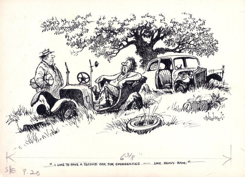 Second car by Norman Thelwell - Original Illustration