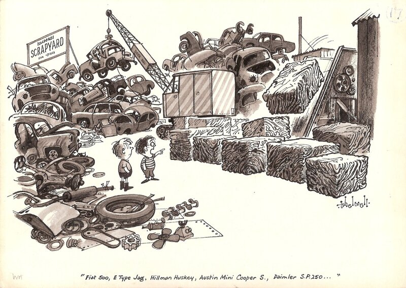 Scrapyard by Norman Thelwell - Original Illustration