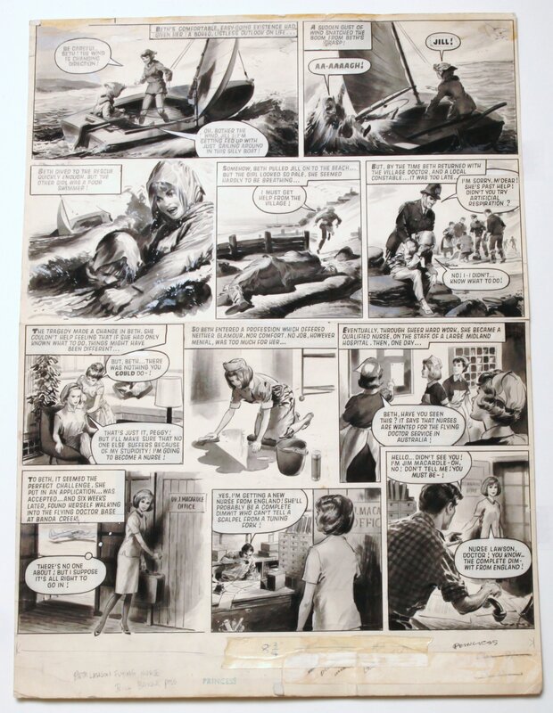 Bill Baker, Beth Lawson the flying nurse - Princess circa 1965 - Comic Strip