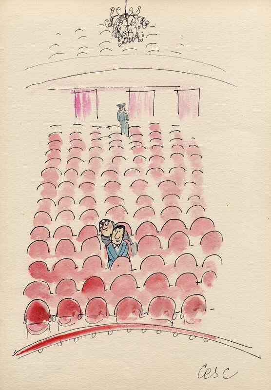At the cinema by Cesc - Original Illustration