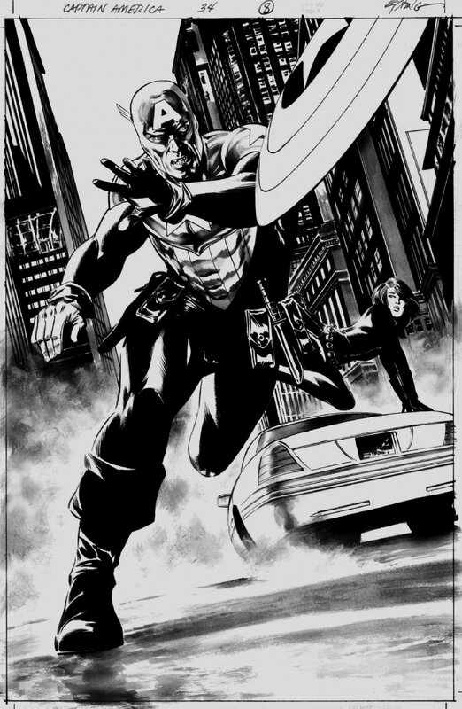 Steve Epting, Butch Guice, Captain America #34 p9/cover - Original Cover