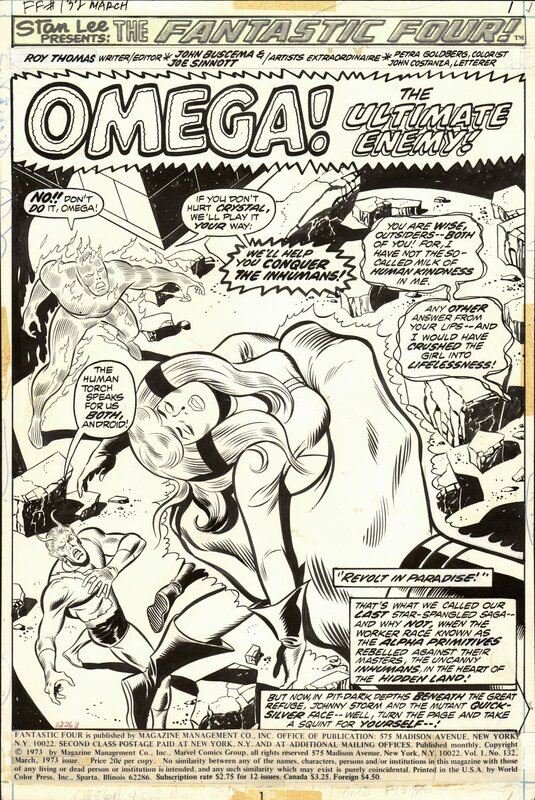 John Buscema, Joe Sinnott, Fantastic Four 132 Splash - Planche originale