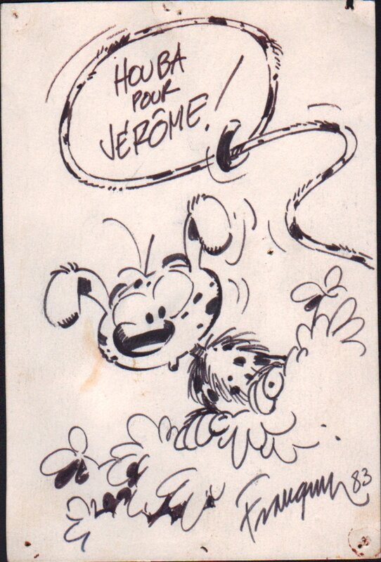 Franquin dessin original marsupilami - Dédicace
