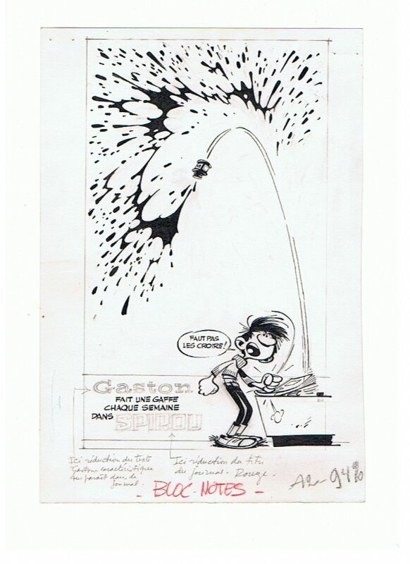 André Franquin, Gaston Lagaffe, 1961. - Illustration originale