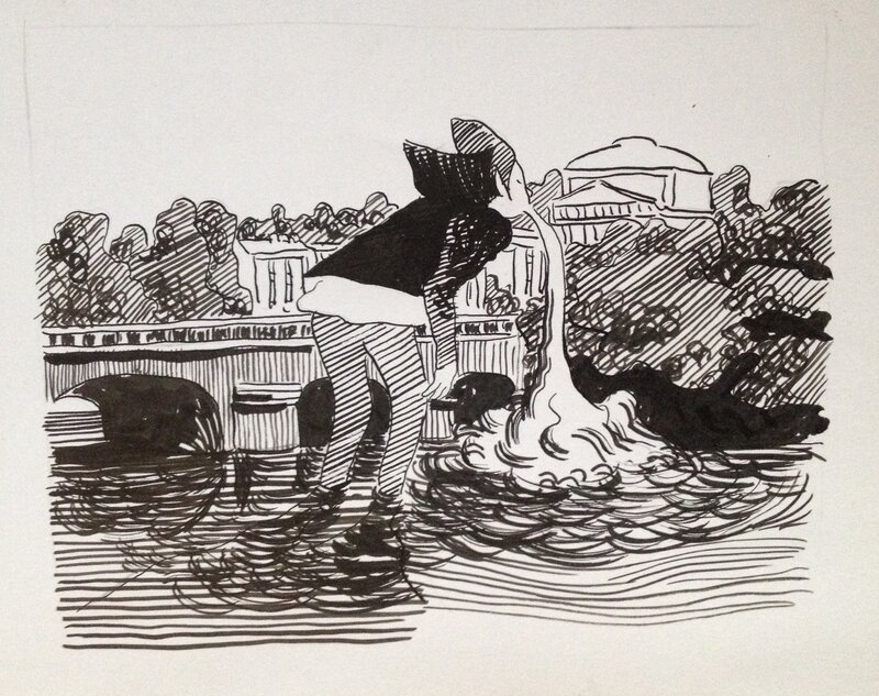 Le fleuve by Marino Neri - Original Illustration