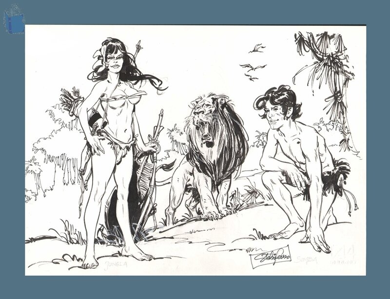 SIMBA et JUNGLA - Stelio FENZO - Illustration originale