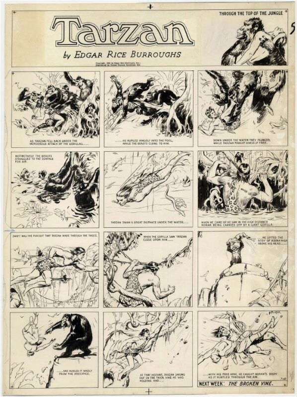 Tarzan the ape man par Hal Foster - Planche originale