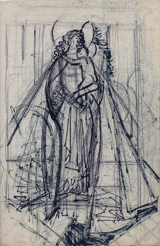 Raymond Poïvet, La madone aux chaises (verso) - Original art