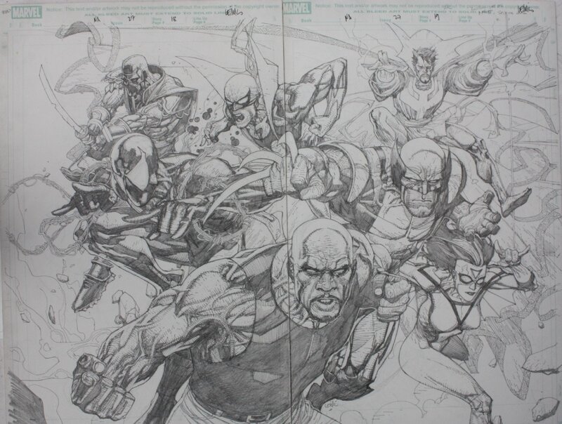 Leinil Francis Yu, New Avengers #27 p18 et 19 - Planche originale