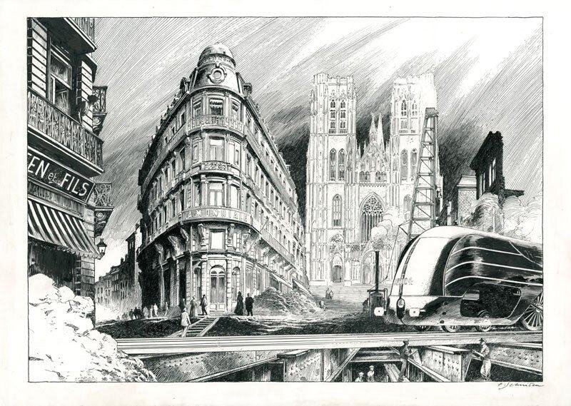 Jonction Express by François Schuiten - Original Illustration