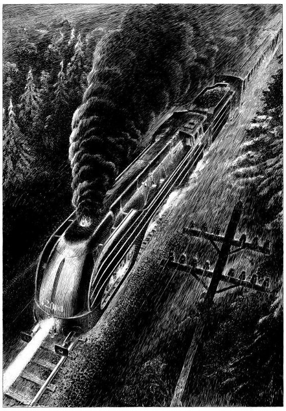 François Schuiten, Le ruban bleu de la vitesse - Original Illustration