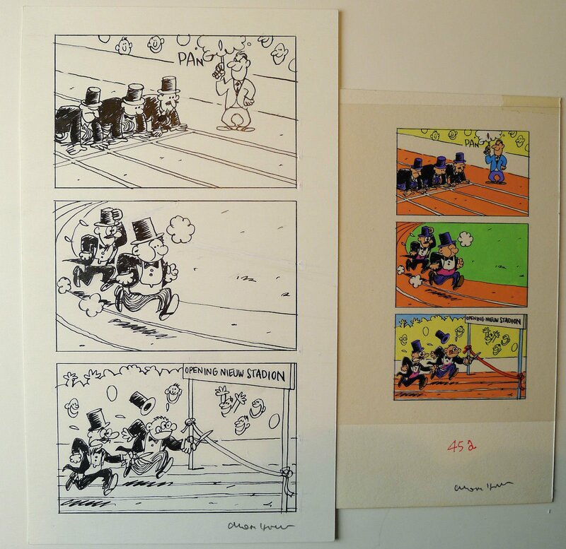 Luc Cromheecke, Tom Carbone gag original avec mise en couleurs Spirou Magazine - Planche originale