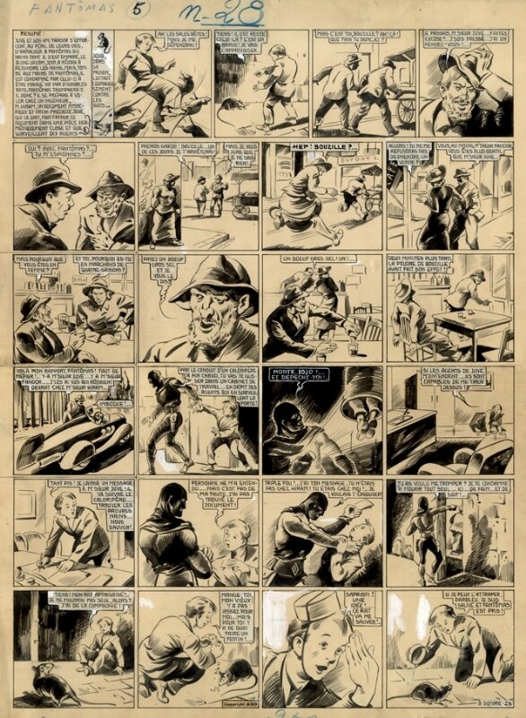 Marti Bas, Tori, Marcel Allain, Mat & Tori... & Marcel Allain - Fantomas 1941 - Planche originale