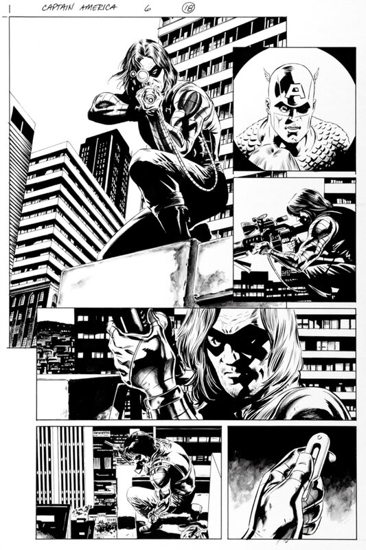 Steve Epting, Captain America #6 p18 (1ère apparition du Soldat de l'Hiver) - Planche originale