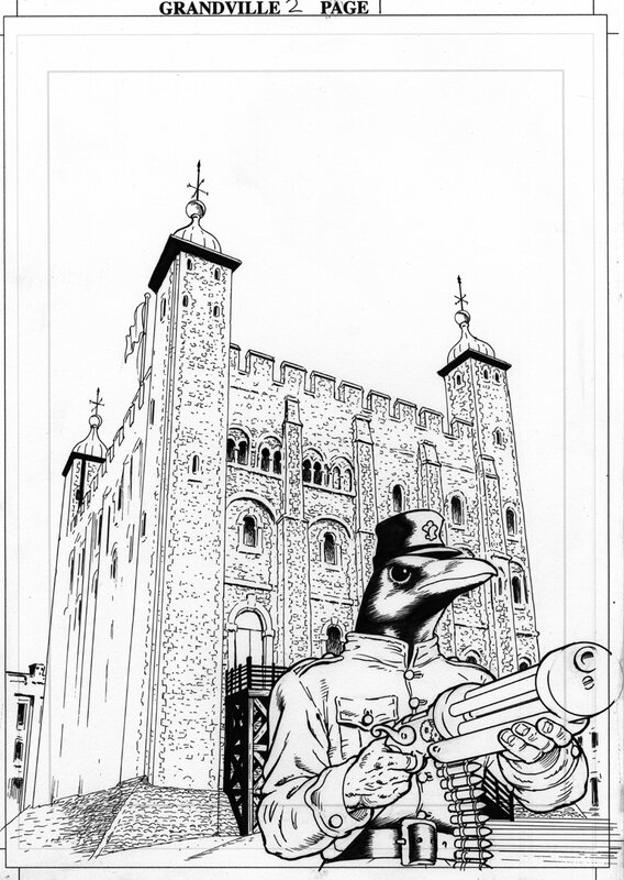 Bryan Talbot, Grandville Mon Amour splash page - Planche originale