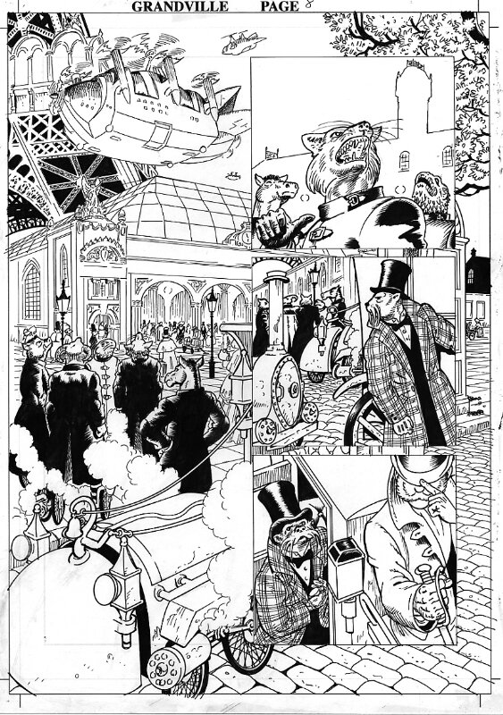 Grandville page 8 par Bryan Talbot - Planche originale