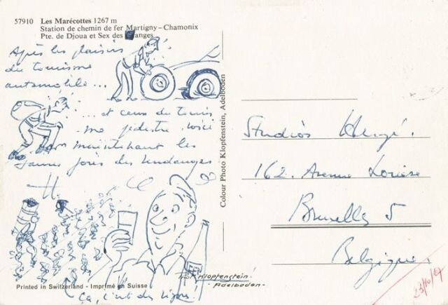 Hergé, 1967 : Autoportraits & vacances en Suisse .... - Illustration originale
