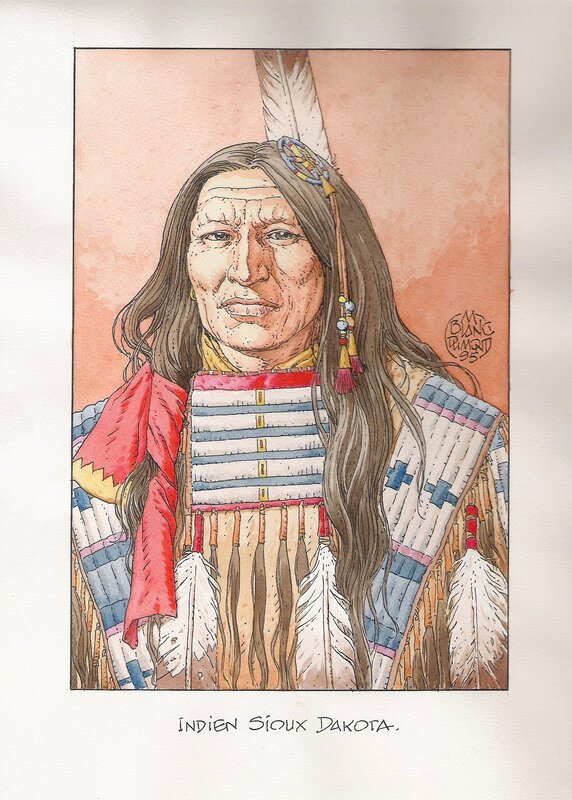Indien sioux Dakota par Michel Blanc-Dumont - Illustration originale