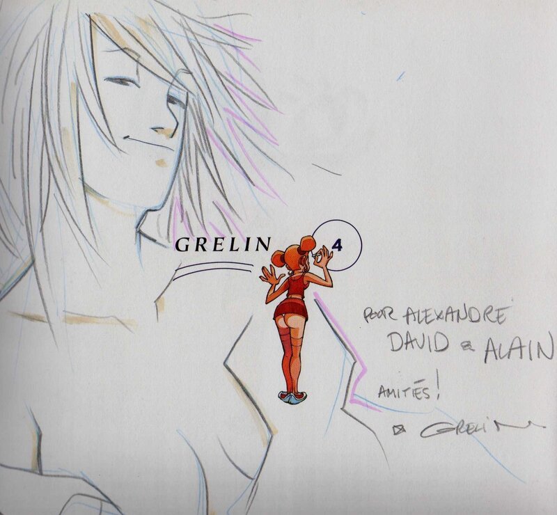 Grelin, Dédicace sur le tome 11 des Filles de Soleil - Sketch