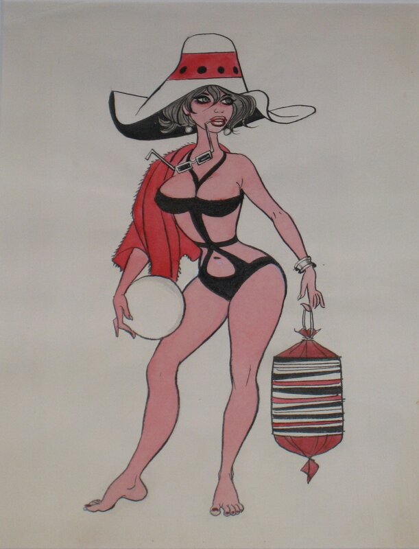à la plage par Georges Pichard - Illustration originale