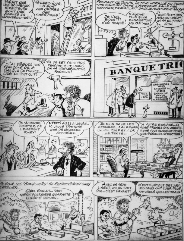 René Pellos, Pieds Nickelés - Contrôle Changes - Planche originale