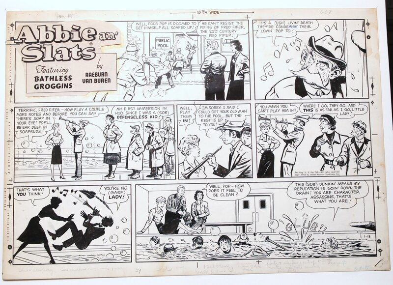 Raeburn Van Buren, Elliot Caplin, C'est Sunday !! le joueur de flûte est pipeau ... janvier 1963 - Comic Strip
