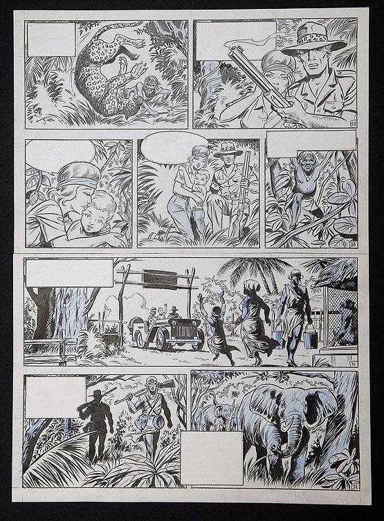 Safari par Willy Vandersteen - Planche originale