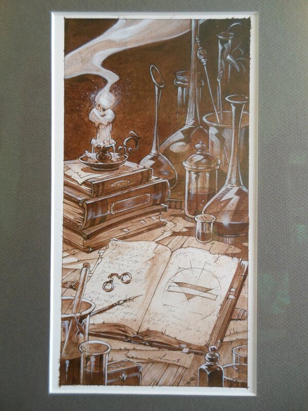 Anthony Jean, L'atelier, carte de voeux Delcourt - Illustration originale